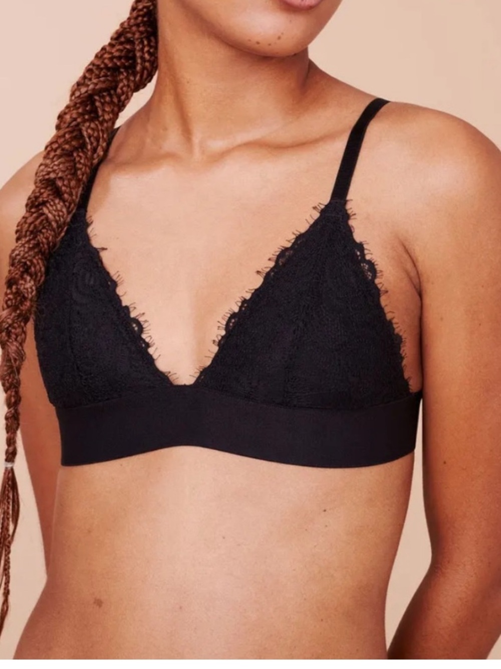Pepper Everyday Lace Triangle Bralette in Black. Small
